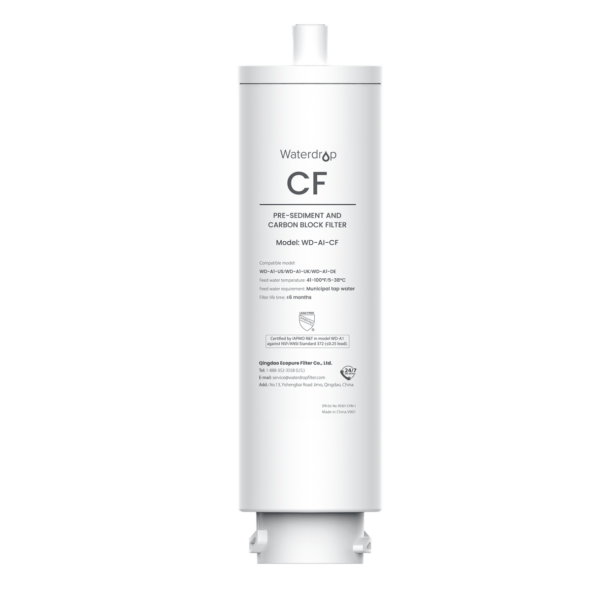 Waterdrop A1 Reverse Osmosis Hot Cold Water Dispenser with CF Replacement Filter Combo